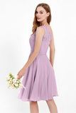 One Shoulder Chiffon A Line Junior Bridesmaid Dress Knee Length Party Homecoming Dresses