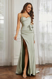 Elegance Satin Spaghetti Straps Mermaid Formal Evening Dresses Prom Party Gowns