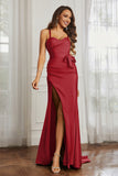 Elegance Satin Spaghetti Straps Mermaid Formal Evening Dresses Prom Party Gowns
