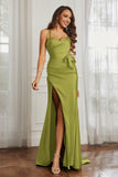 Elegance Satin Spaghetti Straps Mermaid Formal Evening Dresses Prom Party Gowns