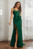 Elegance Satin Spaghetti Straps Mermaid Formal Evening Dresses Prom Party Gowns