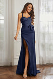 Elegance Satin Spaghetti Straps Mermaid Formal Evening Dresses Prom Party Gowns