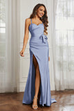 Elegance Satin Spaghetti Straps Mermaid Formal Evening Dresses Prom Party Gowns