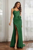 Elegance Satin Spaghetti Straps Mermaid Formal Evening Dresses Prom Party Gowns