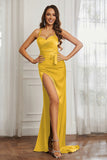 Elegance Satin Spaghetti Straps Mermaid Formal Evening Dresses Prom Party Gowns