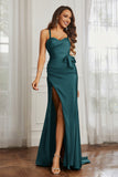 Elegance Satin Spaghetti Straps Mermaid Formal Evening Dresses Prom Party Gowns
