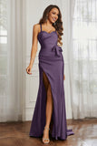 Elegance Satin Spaghetti Straps Mermaid Formal Evening Dresses Prom Party Gowns