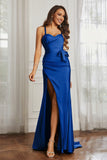 Elegance Satin Spaghetti Straps Mermaid Formal Evening Dresses Prom Party Gowns