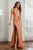 Elegance Satin Spaghetti Straps Mermaid Formal Evening Dresses Prom Party Gowns