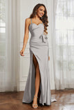Elegance Satin Spaghetti Straps Mermaid Formal Evening Dresses Prom Party Gowns