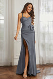 Elegance Satin Spaghetti Straps Mermaid Formal Evening Dresses Prom Party Gowns