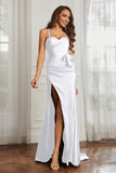 Elegance Satin Spaghetti Straps Mermaid Formal Evening Dresses Prom Party Gowns