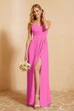 Spaghetti Straps Backless Chiffon Bridesmaid Dress Ruched Pleated Formal Evening Dresses Gowns