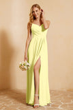 Spaghetti Straps Backless Chiffon Bridesmaid Dress Ruched Pleated Formal Evening Dresses Gowns