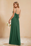 Spaghetti Straps Backless Chiffon Bridesmaid Dress Ruched Pleated Formal Evening Dresses Gowns