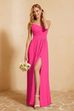 Spaghetti Straps Backless Chiffon Bridesmaid Dress Ruched Pleated Formal Evening Dresses Gowns