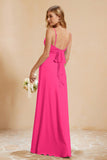 Spaghetti Straps Backless Chiffon Bridesmaid Dress Ruched Pleated Formal Evening Dresses Gowns