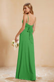 Spaghetti Straps Backless Chiffon Bridesmaid Dress Ruched Pleated Formal Evening Dresses Gowns