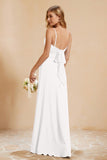 Spaghetti Straps Backless Chiffon Bridesmaid Dress Ruched Pleated Formal Evening Dresses Gowns