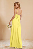 Spaghetti Straps Backless Chiffon Bridesmaid Dress Ruched Pleated Formal Evening Dresses Gowns