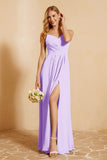 Spaghetti Straps Backless Chiffon Bridesmaid Dress Ruched Pleated Formal Evening Dresses Gowns