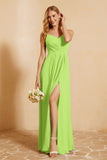 Spaghetti Straps Backless Chiffon Bridesmaid Dress Ruched Pleated Formal Evening Dresses Gowns