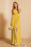 Spaghetti Straps Backless Chiffon Bridesmaid Dress Ruched Pleated Formal Evening Dresses Gowns