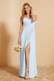 Spaghetti Straps Backless Chiffon Bridesmaid Dress Ruched Pleated Formal Evening Dresses Gowns