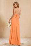 Spaghetti Straps Backless Chiffon Bridesmaid Dress Ruched Pleated Formal Evening Dresses Gowns
