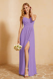 Spaghetti Straps Backless Chiffon Bridesmaid Dress Ruched Pleated Formal Evening Dresses Gowns