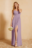 Spaghetti Straps Backless Chiffon Bridesmaid Dress Ruched Pleated Formal Evening Dresses Gowns