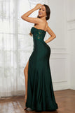 Sweetheart Jersey Mermaid Formal Evening Dresses with Slit Prom Party Gowns Appliques Beaded