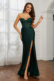 Sweetheart Jersey Mermaid Formal Evening Dresses with Slit Prom Party Gowns Appliques Beaded