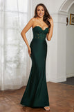 Sweetheart Jersey Mermaid Formal Evening Dresses with Slit Prom Party Gowns Appliques Beaded