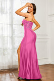 Sweetheart Jersey Mermaid Formal Evening Dresses with Slit Prom Party Gowns Appliques Beaded