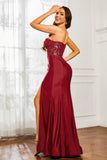 Sweetheart Jersey Mermaid Formal Evening Dresses with Slit Prom Party Gowns Appliques Beaded