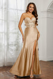 Sweetheart Jersey Mermaid Formal Evening Dresses with Slit Prom Party Gowns Appliques Beaded