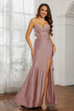 Sweetheart Jersey Mermaid Formal Evening Dresses with Slit Prom Party Gowns Appliques Beaded
