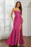 Sweetheart Jersey Mermaid Formal Evening Dresses with Slit Prom Party Gowns Appliques Beaded