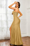 Sweetheart Jersey Mermaid Formal Evening Dresses with Slit Prom Party Gowns Appliques Beaded