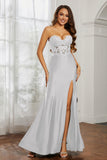Sweetheart Jersey Mermaid Formal Evening Dresses with Slit Prom Party Gowns Appliques Beaded