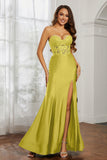 Sweetheart Jersey Mermaid Formal Evening Dresses with Slit Prom Party Gowns Appliques Beaded