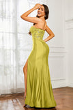 Sweetheart Jersey Mermaid Formal Evening Dresses with Slit Prom Party Gowns Appliques Beaded