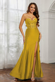Sweetheart Jersey Mermaid Formal Evening Dresses with Slit Prom Party Gowns Appliques Beaded