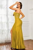 Sweetheart Jersey Mermaid Formal Evening Dresses with Slit Prom Party Gowns Appliques Beaded