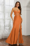 Sweetheart Jersey Mermaid Formal Evening Dresses with Slit Prom Party Gowns Appliques Beaded