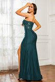 Sweetheart Jersey Mermaid Formal Evening Dresses with Slit Prom Party Gowns Appliques Beaded