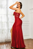 Sweetheart Jersey Mermaid Formal Evening Dresses with Slit Prom Party Gowns Appliques Beaded
