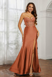 Sweetheart Jersey Mermaid Formal Evening Dresses with Slit Prom Party Gowns Appliques Beaded