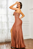Sweetheart Jersey Mermaid Formal Evening Dresses with Slit Prom Party Gowns Appliques Beaded